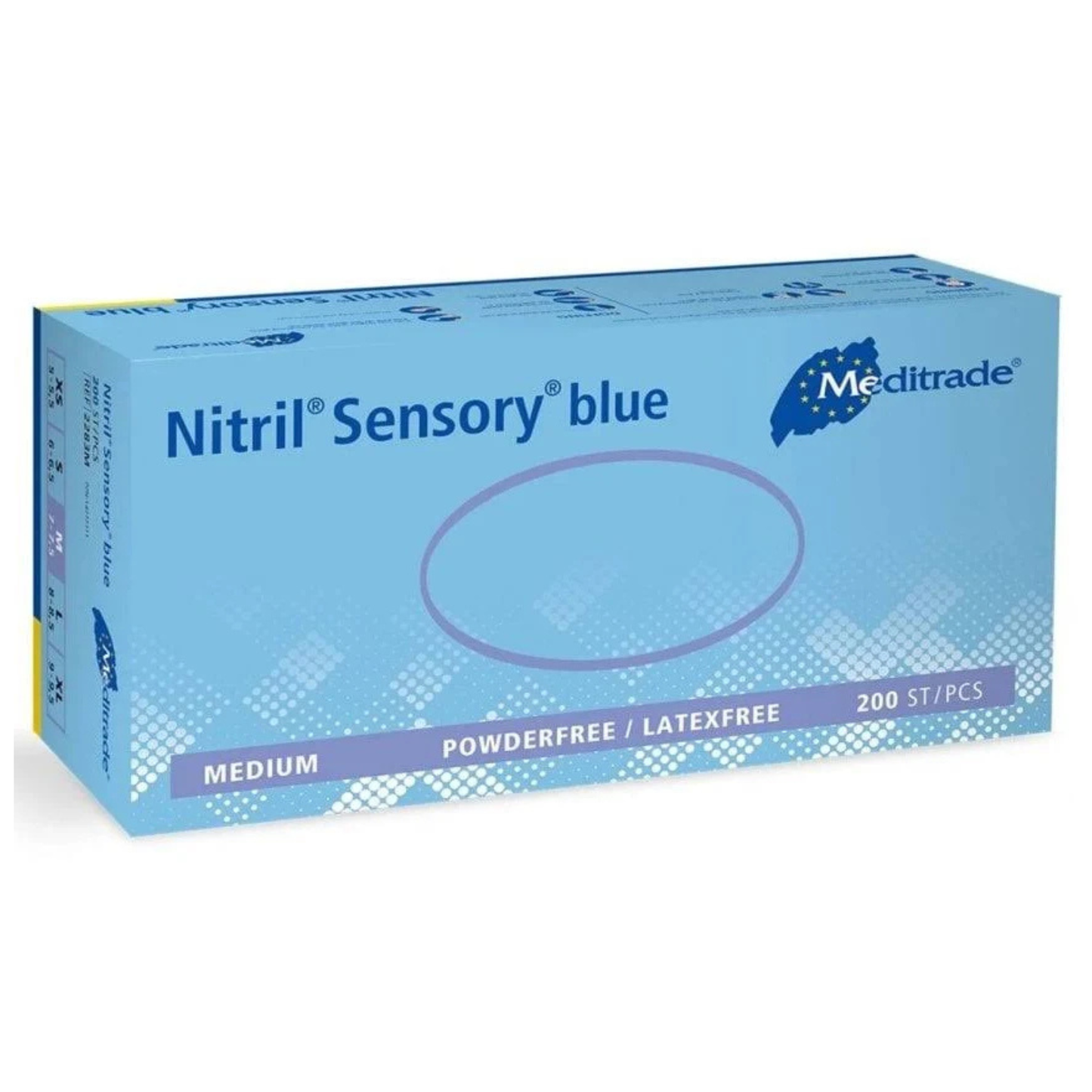 Meditrade Nitrile Sensory Blue Gloves Medium - Pack of 200